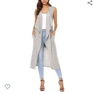 Pink Rose Cardigan Dark Gray sleeveless Sweater